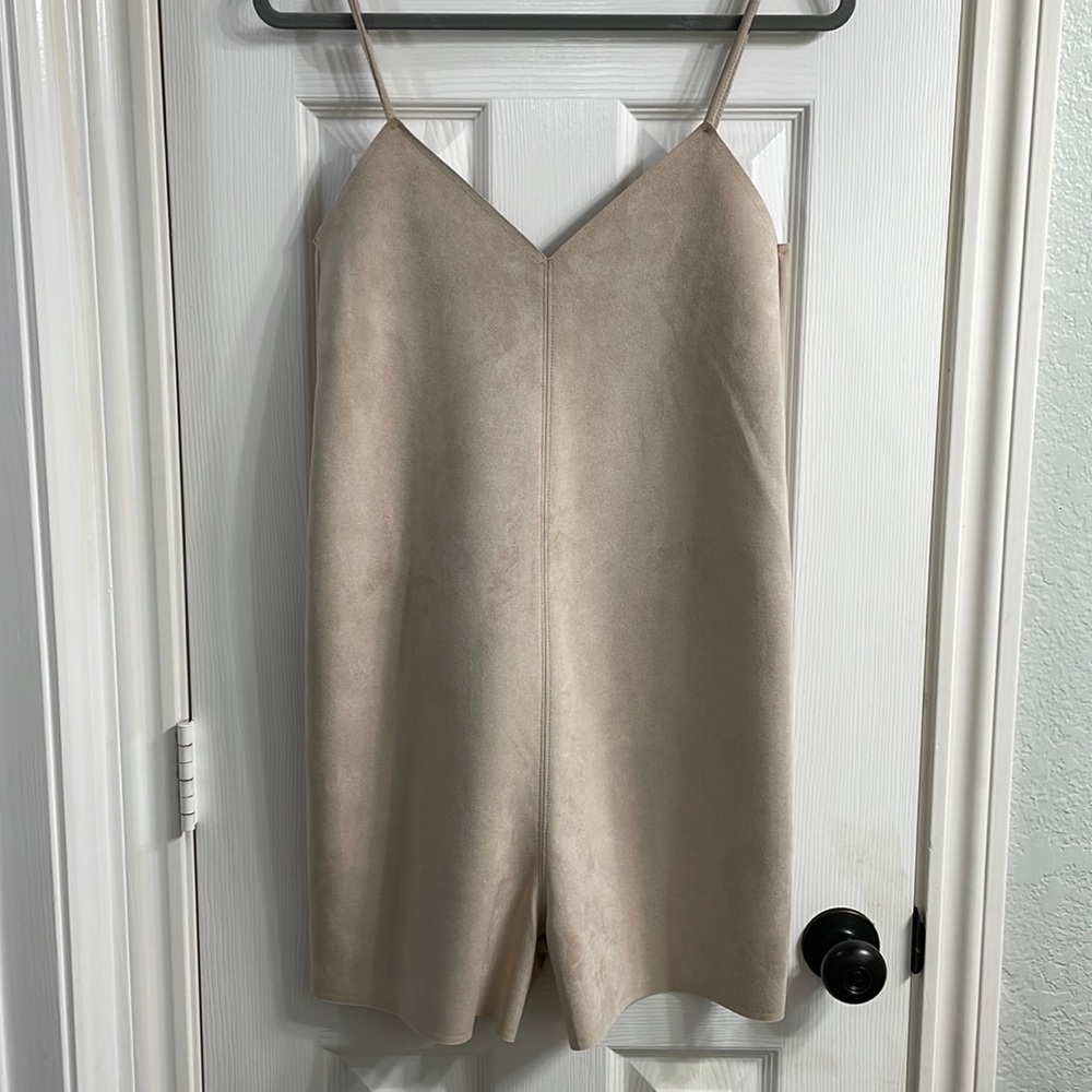 Cream Suede Romper